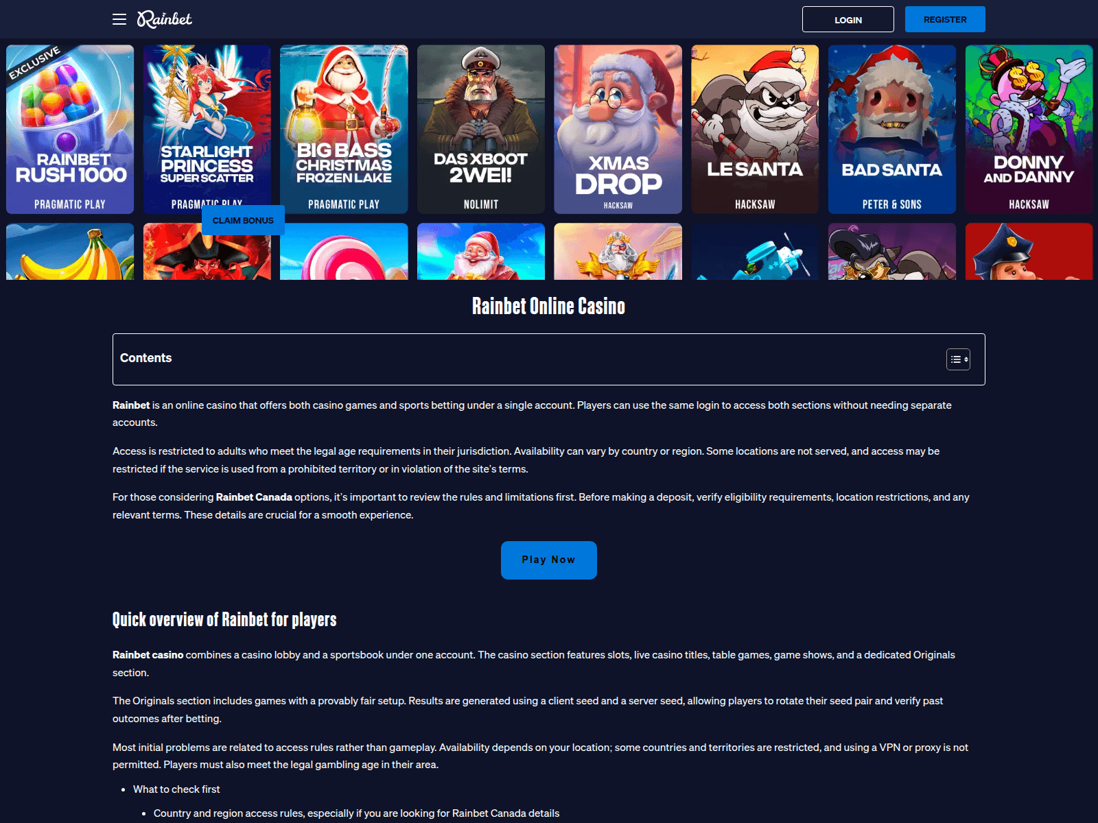 Screenshot of rainbet-casino.black