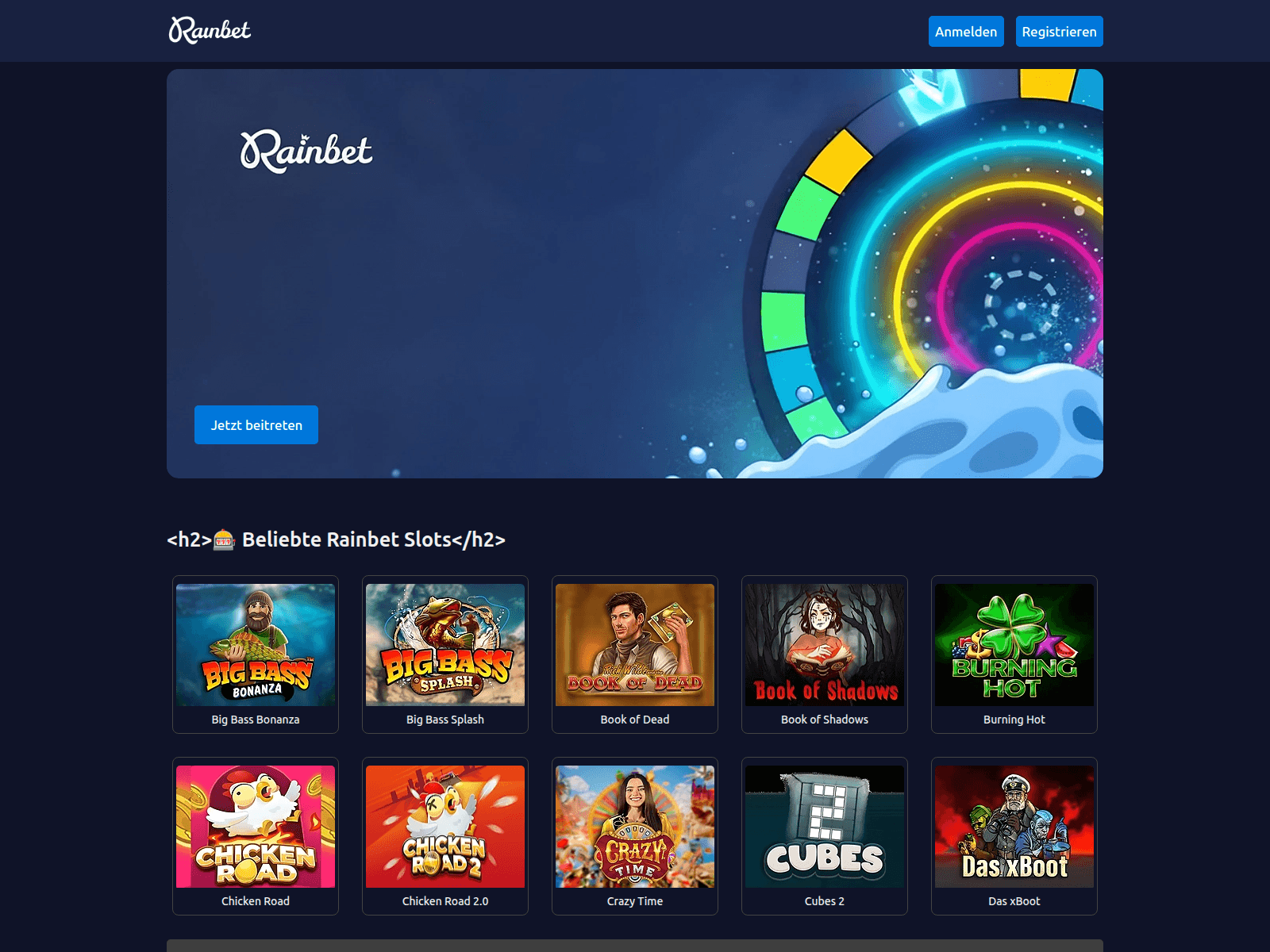 Screenshot of rainbetdeutschland.net