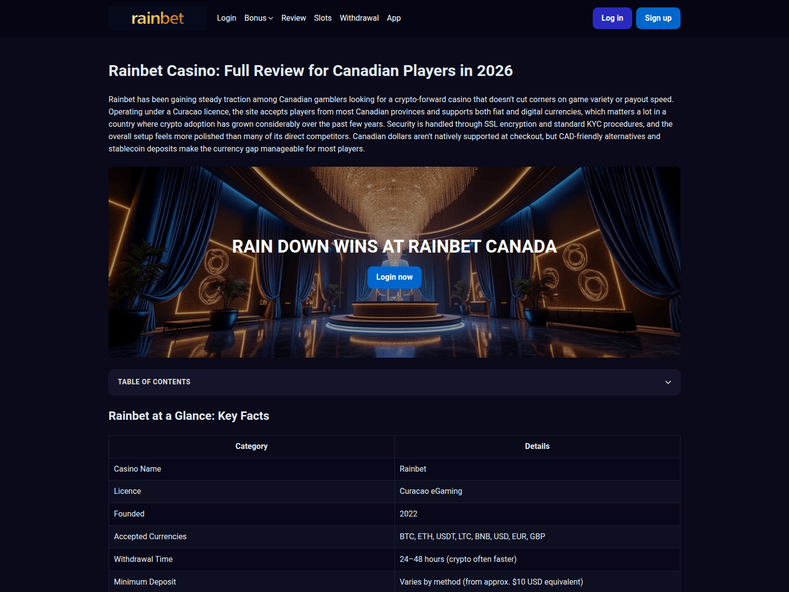 Screenshot of rainbetcasino-ca.org