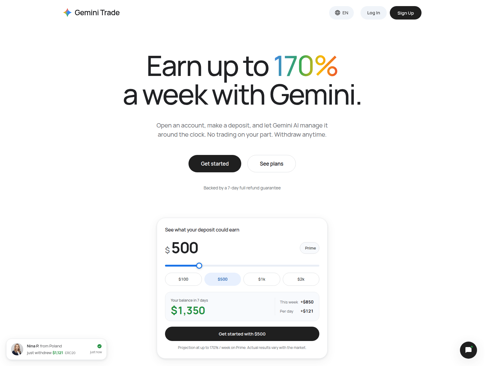 Screenshot of geminitrading.net