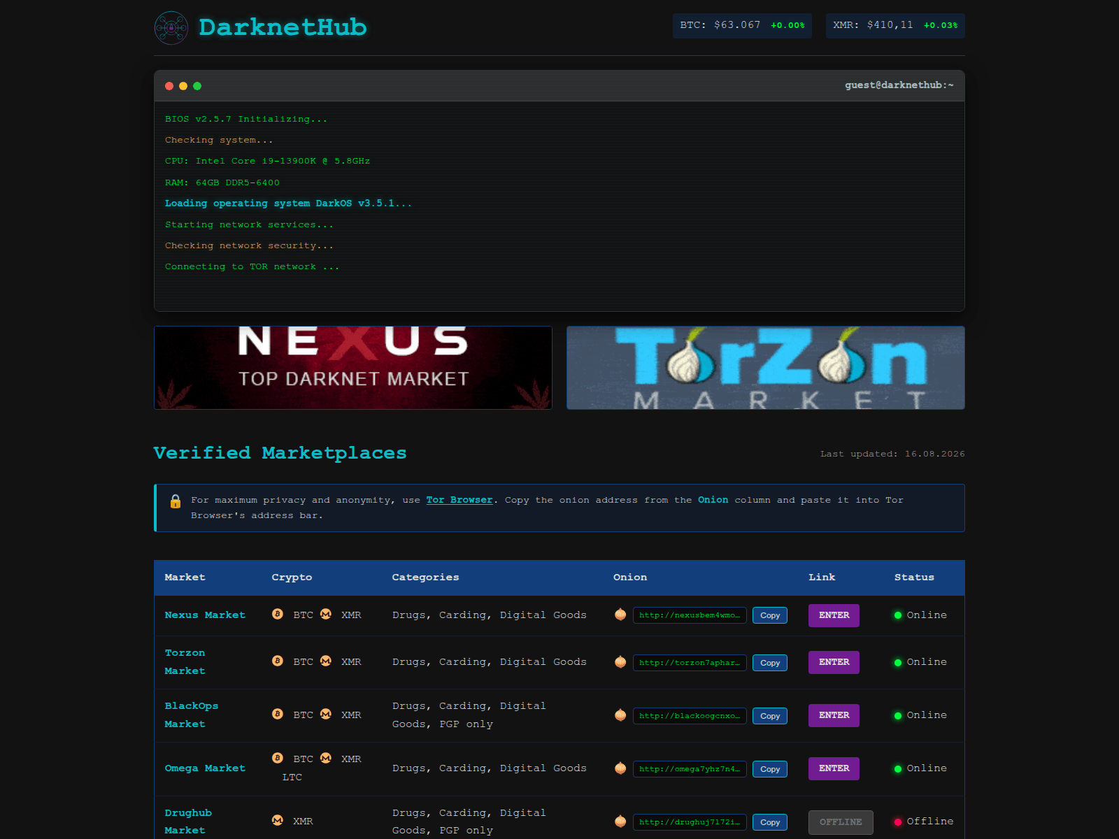 Screenshot of dark-web.guru