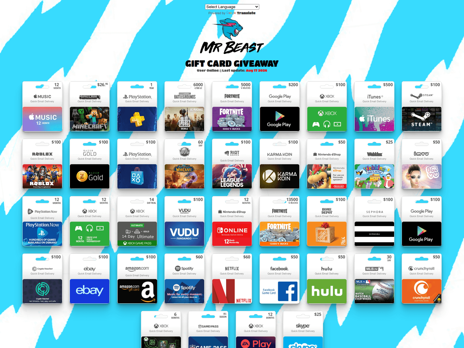 Screenshot of mrbeastgift.com