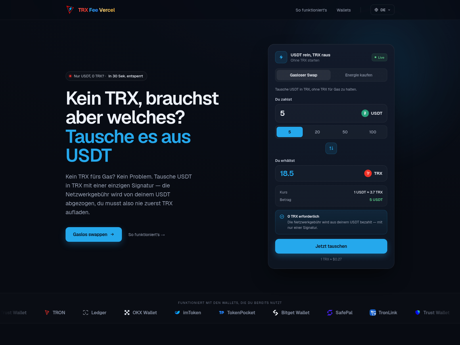 Screenshot von tron-swaper-v26.vercel.app