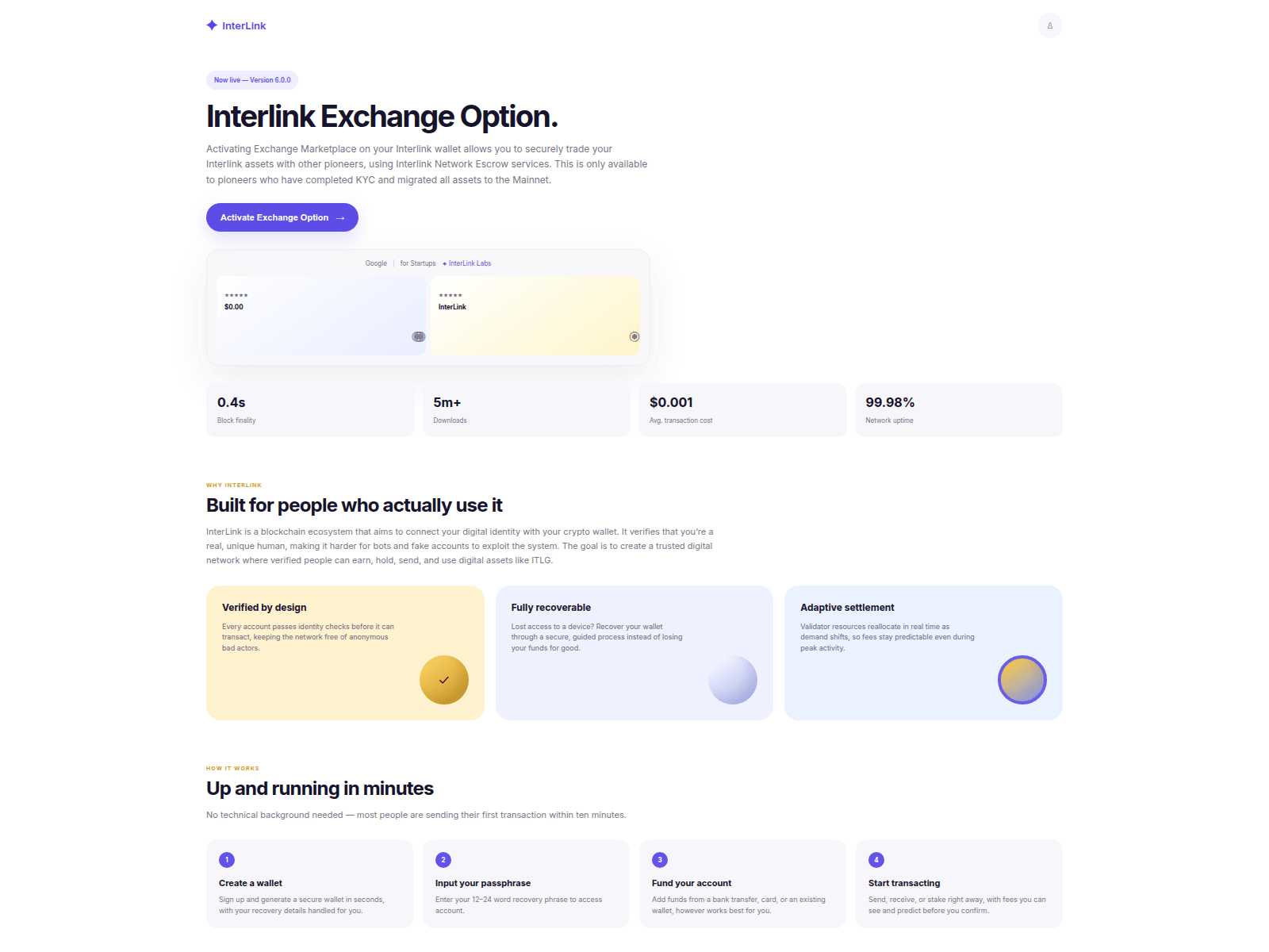 Screenshot of exchange.interlink.store