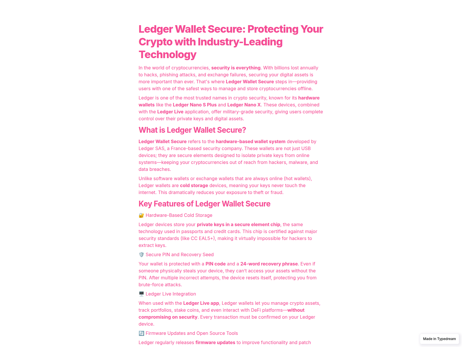 Screenshot of ledgr-walt-secure-td.typedream.app
