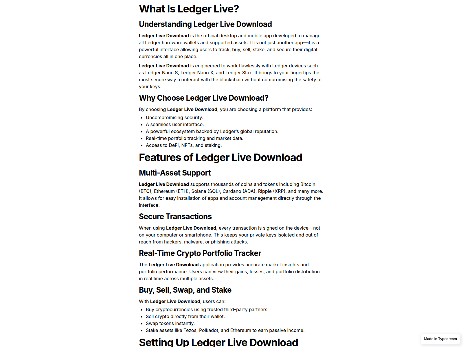 Screenshot of ledger-download-web-sso.typedream.app