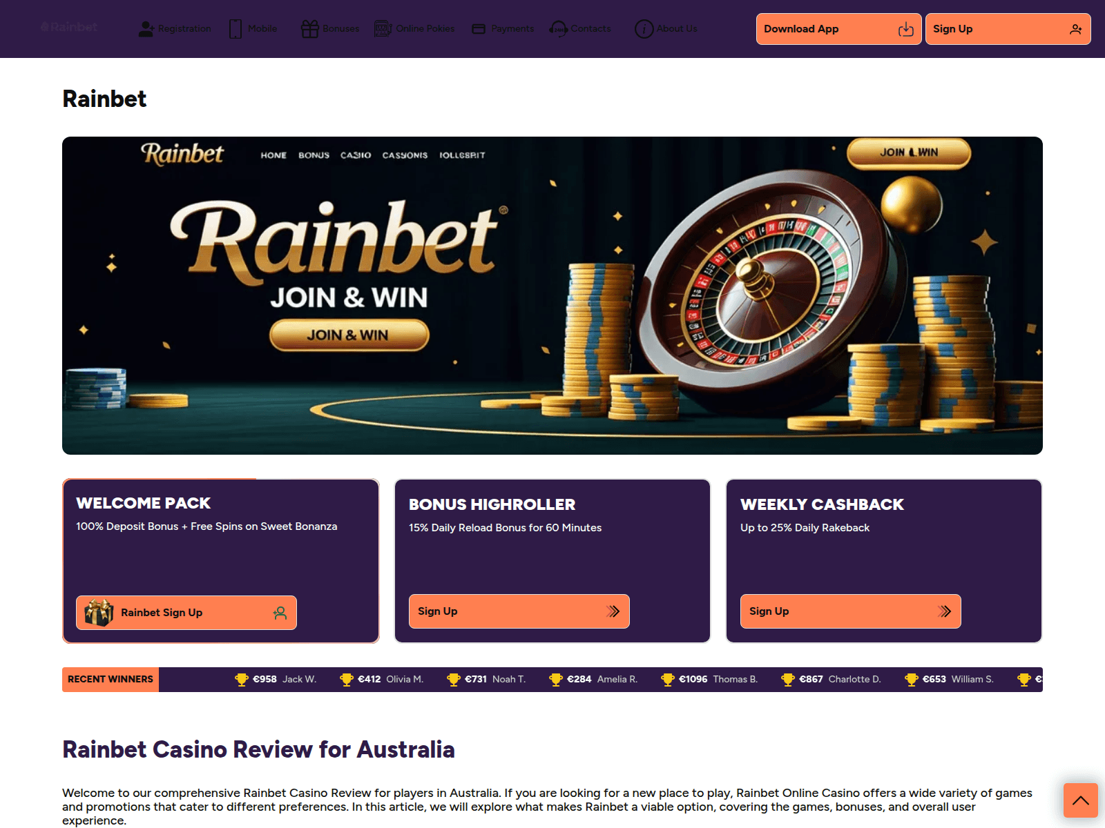 Screenshot of rainbet-casino-bet.com