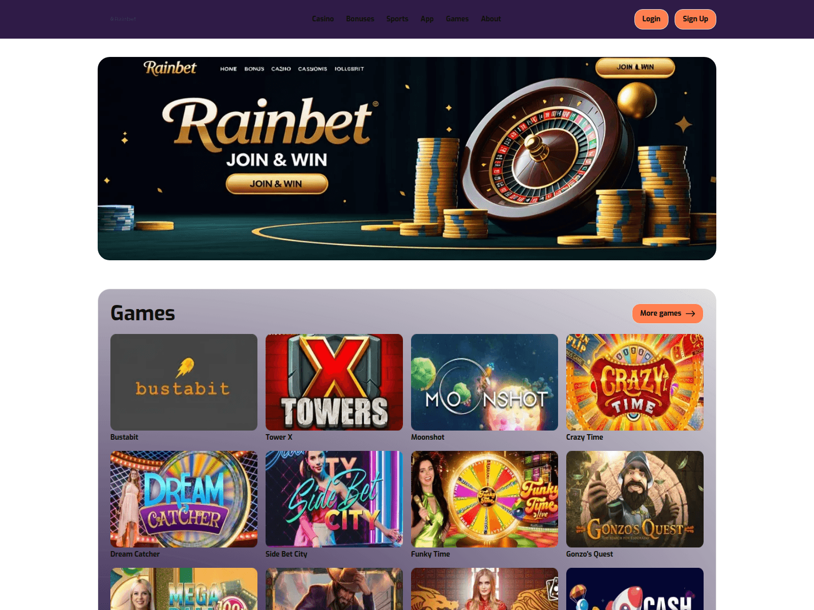 Screenshot of rainbetcasino-bet.com