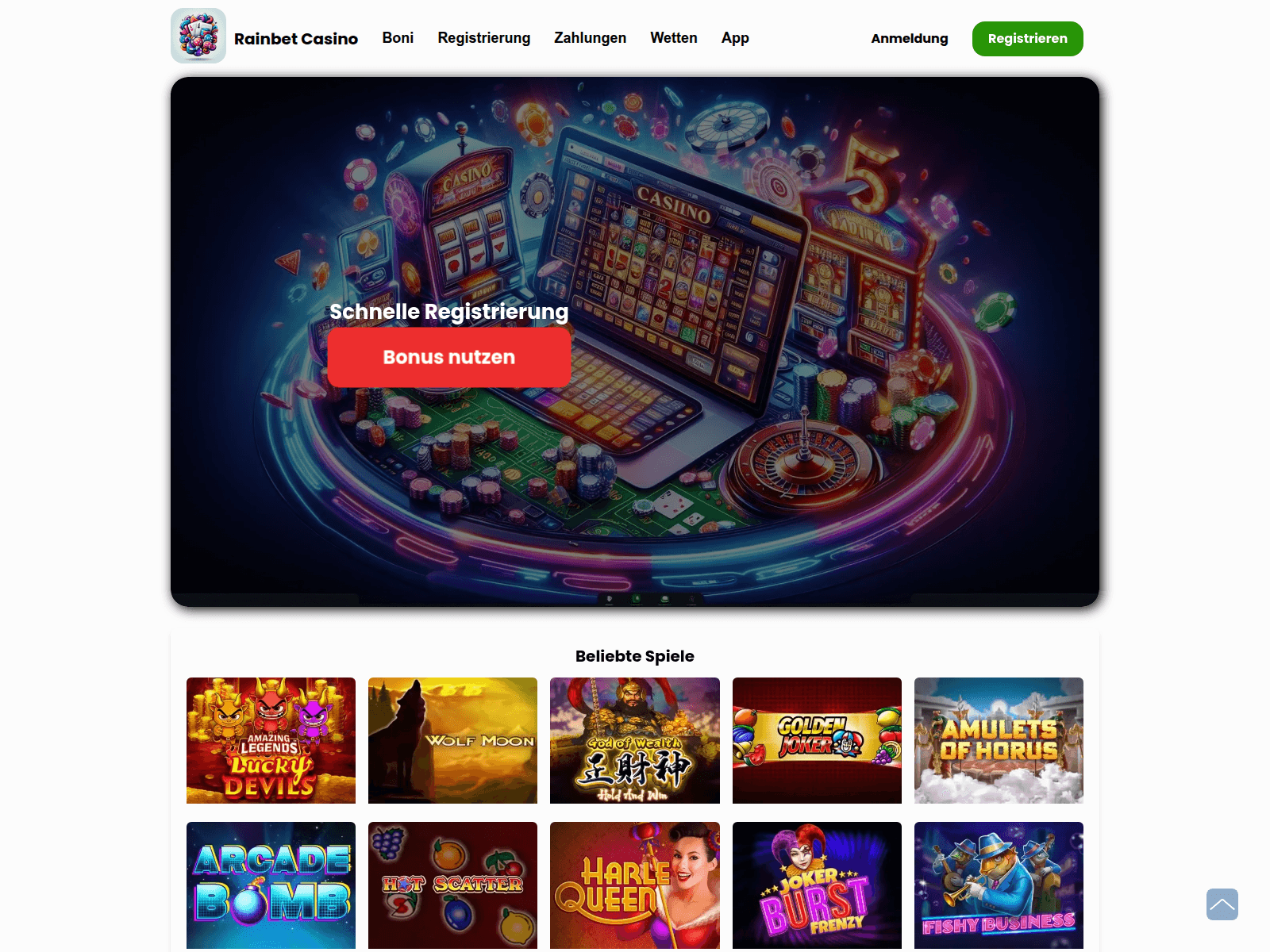 Screenshot of rainbetcasino-online.de