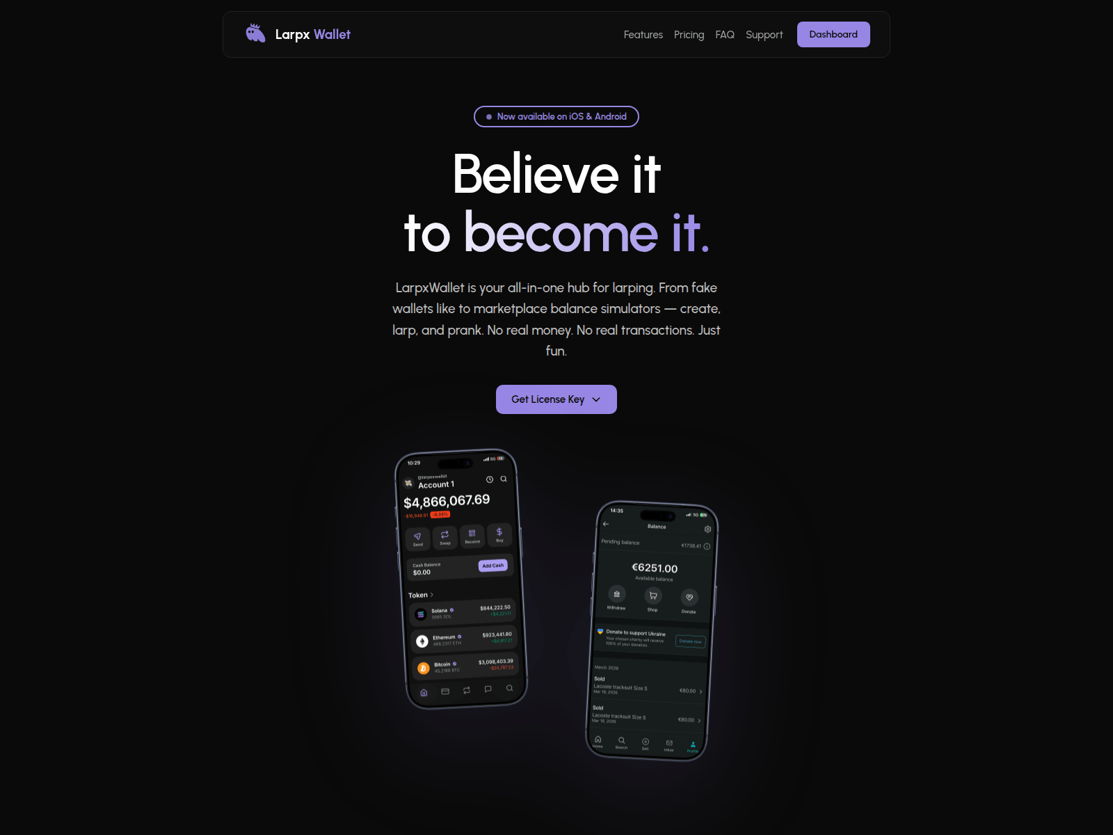 Screenshot of larpxwallet.netlify.app