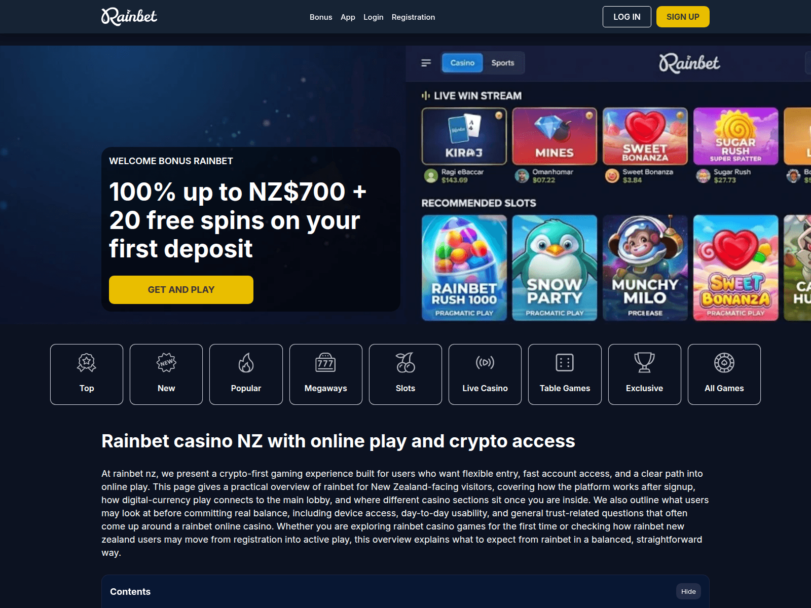 Screenshot of casino-rainbetnz.com