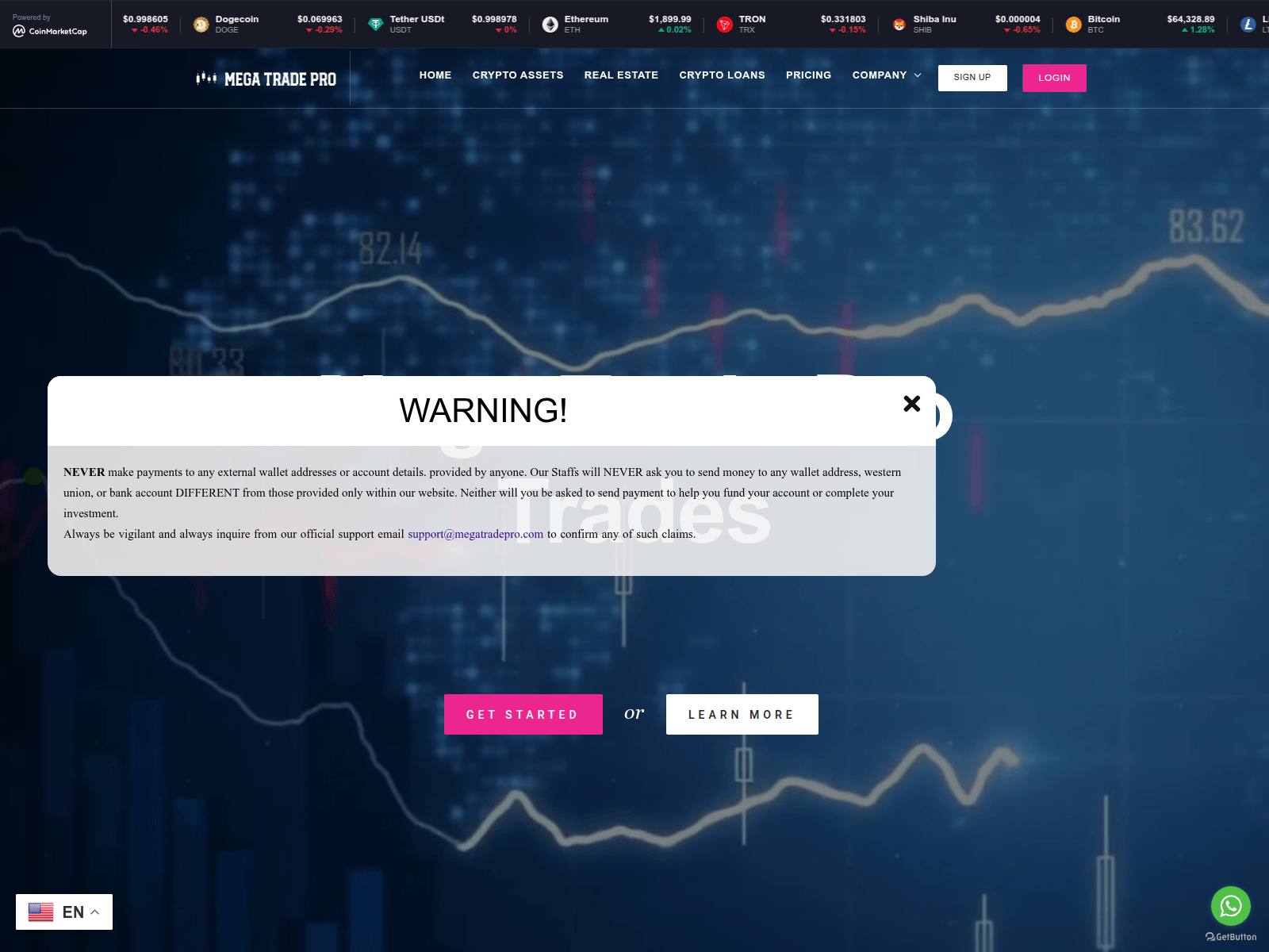 Screenshot of megatradespro.com