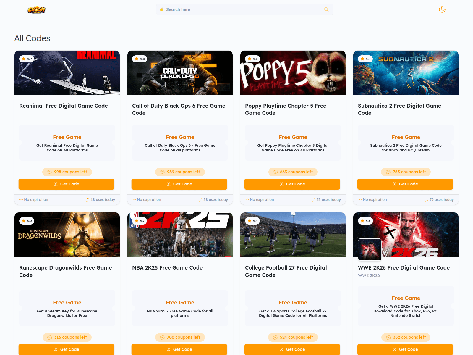 Screenshot of crashcoupons.com