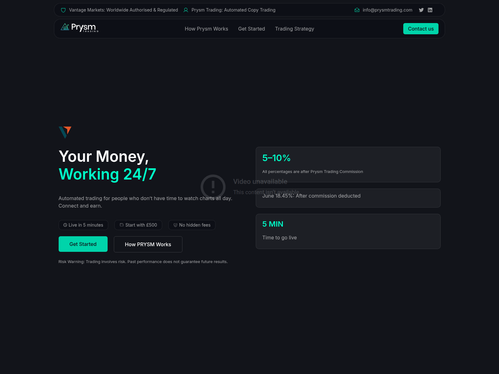 Screenshot of prysmtrading.com