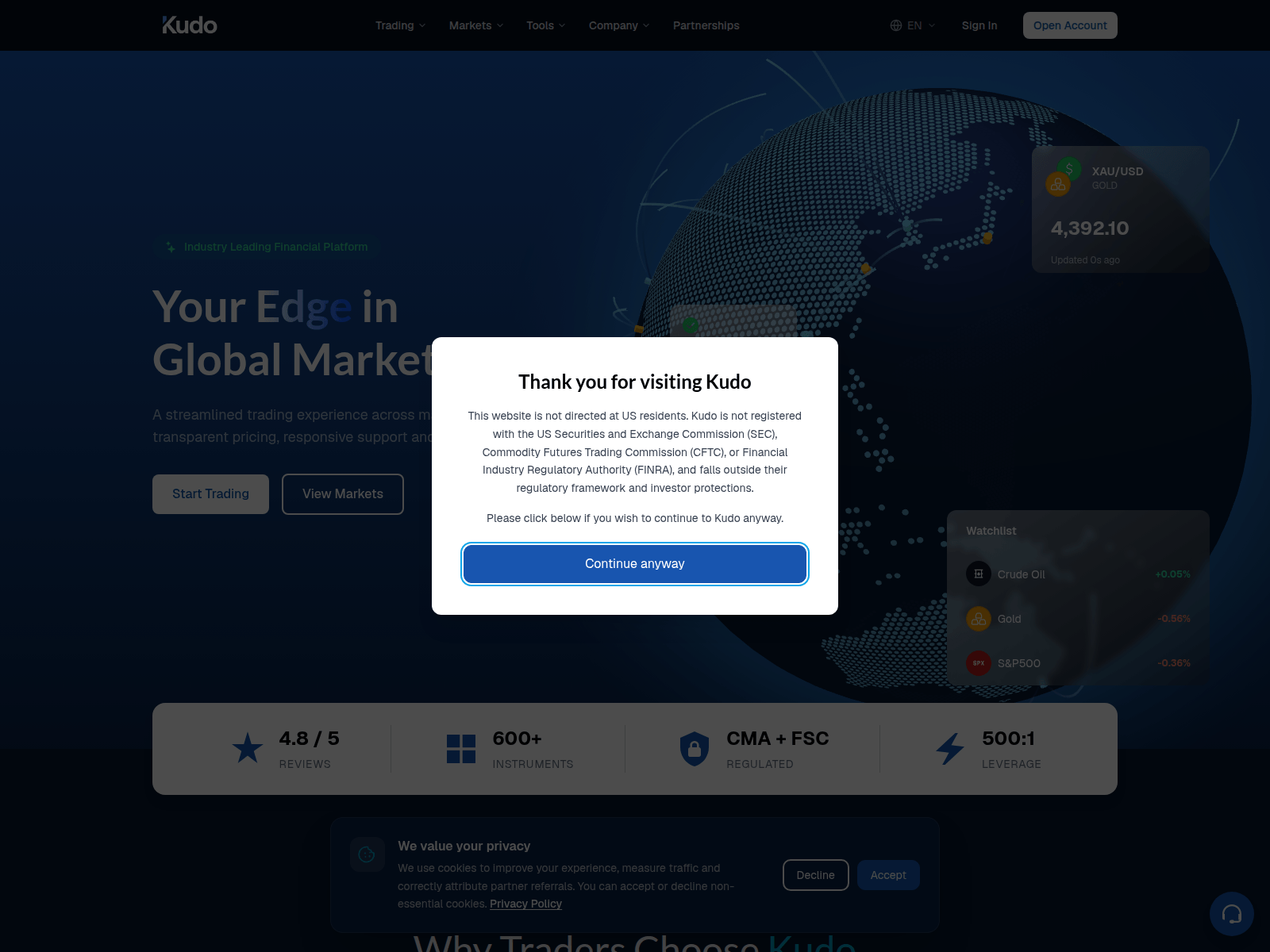 Screenshot of kudotrade.com