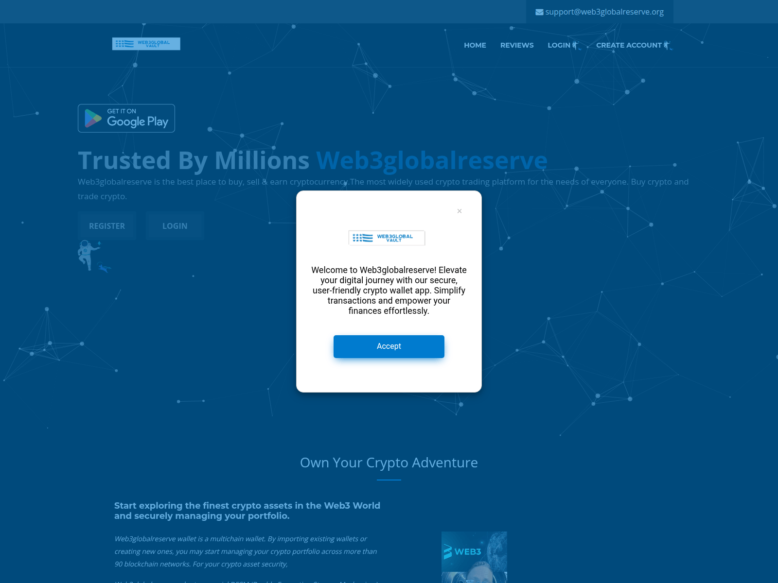 Screenshot of web3globalreserve.org