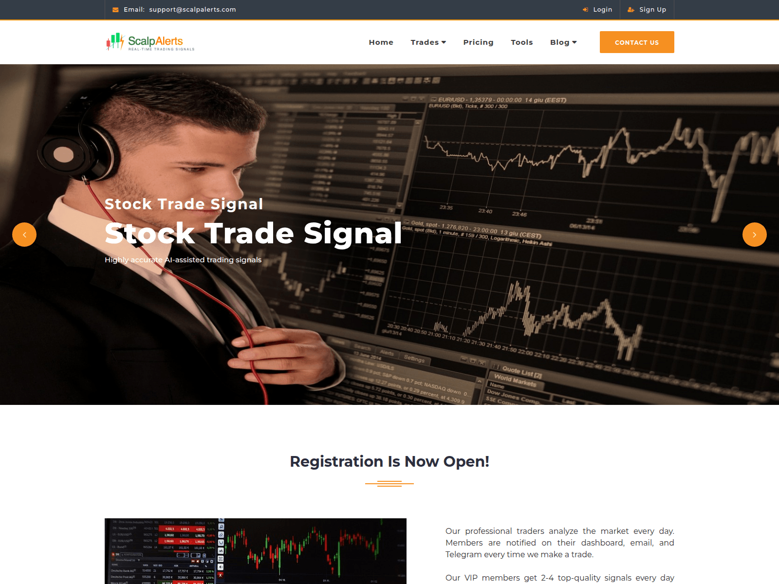 Screenshot of scalpalerts.com