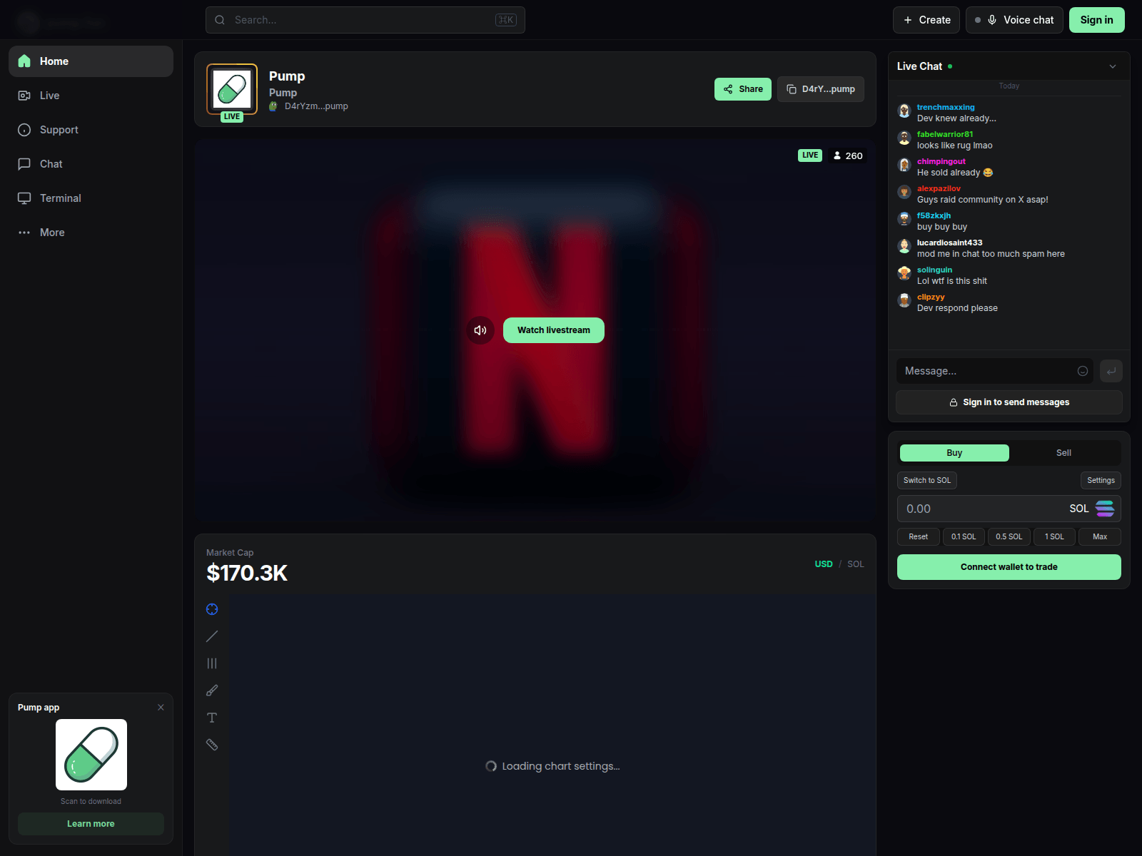 Screenshot of pumpfunonsol.xyz