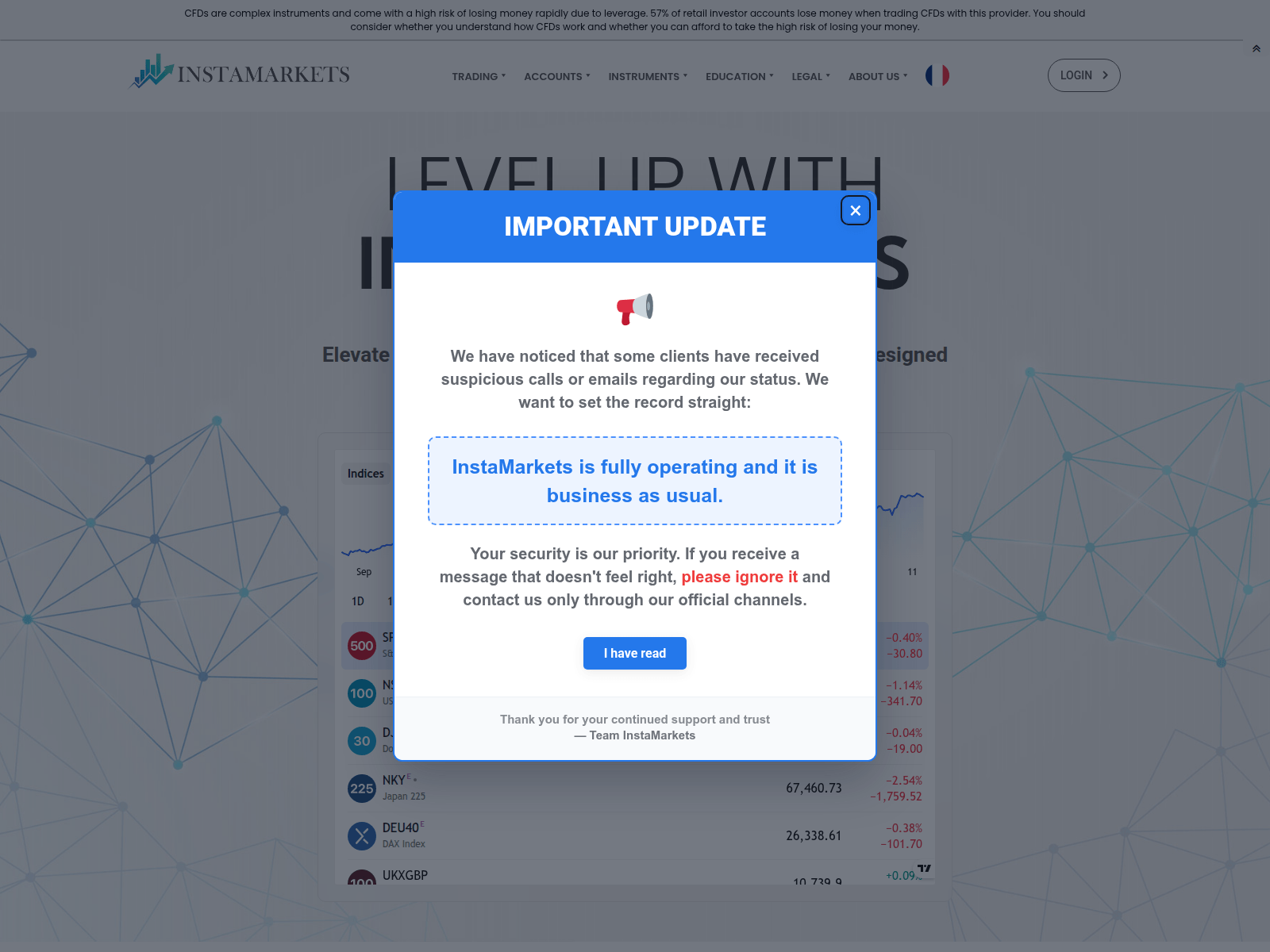 Screenshot of instamarkets.io