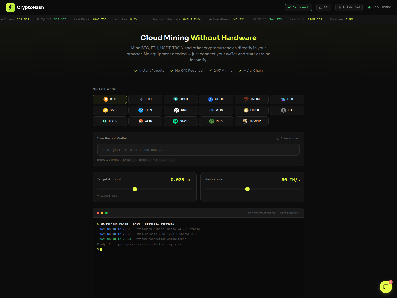 Screenshot of cryptohash.app