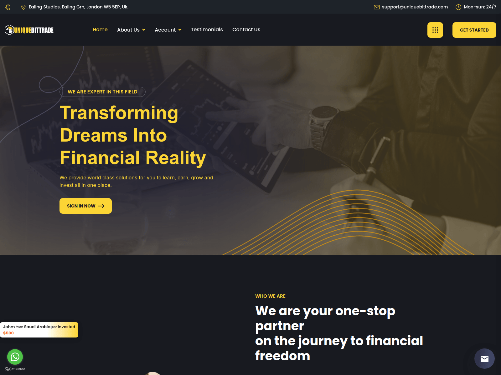 Screenshot of uniquexchangetrade.com