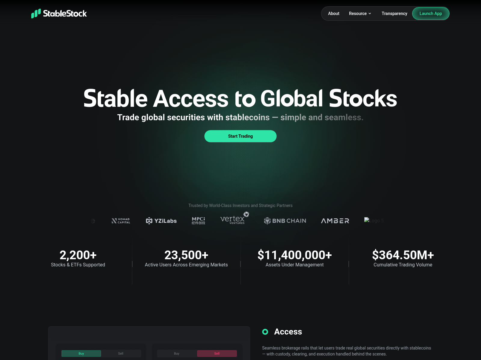 Screenshot of stablestock.finance