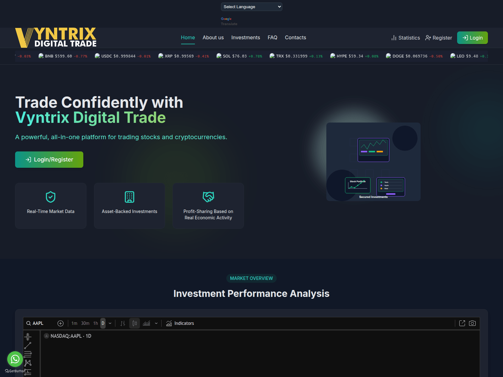 Screenshot of vyntrixdigitaltrade.com