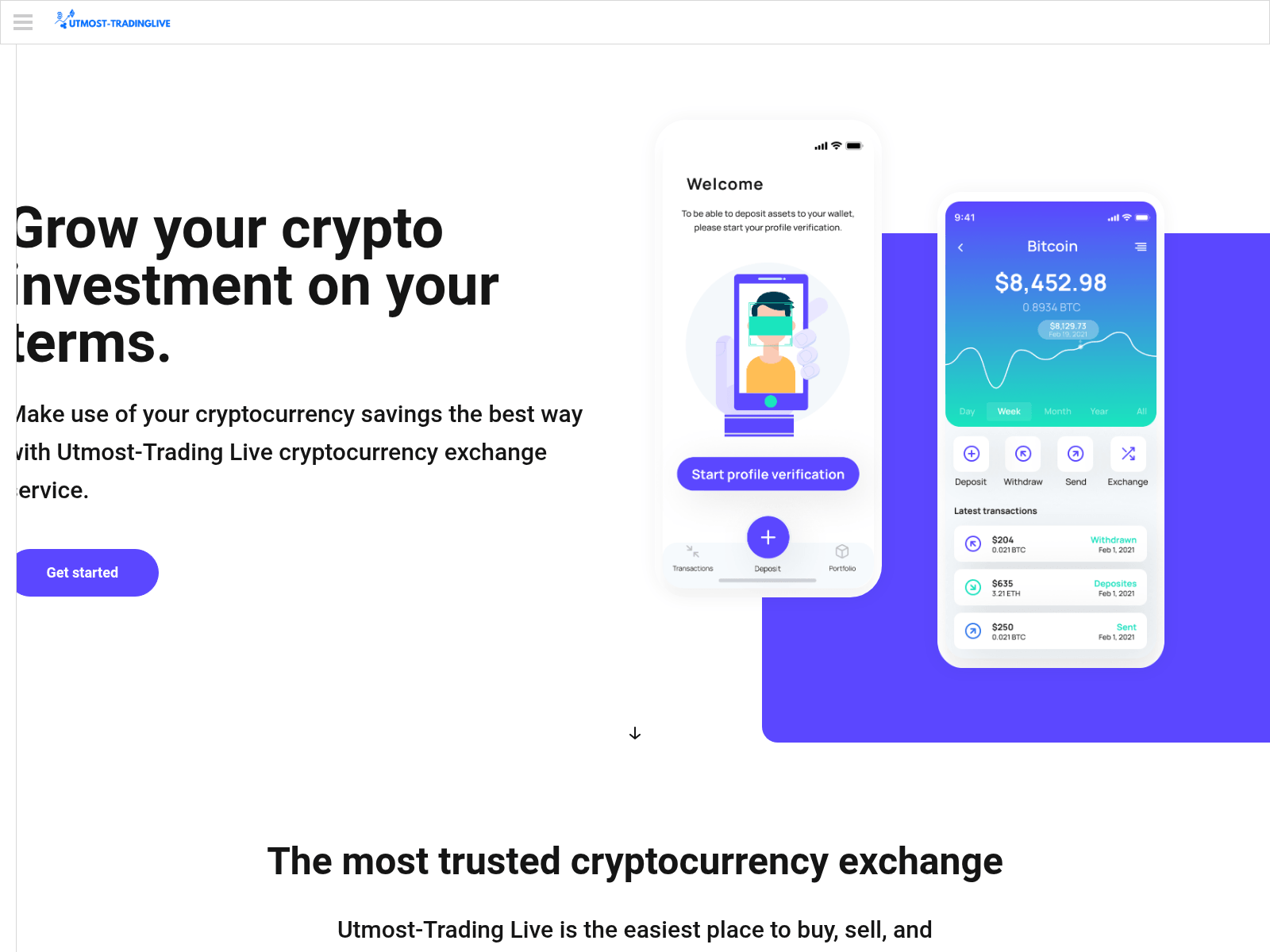Screenshot of utmost-tradinglive.com