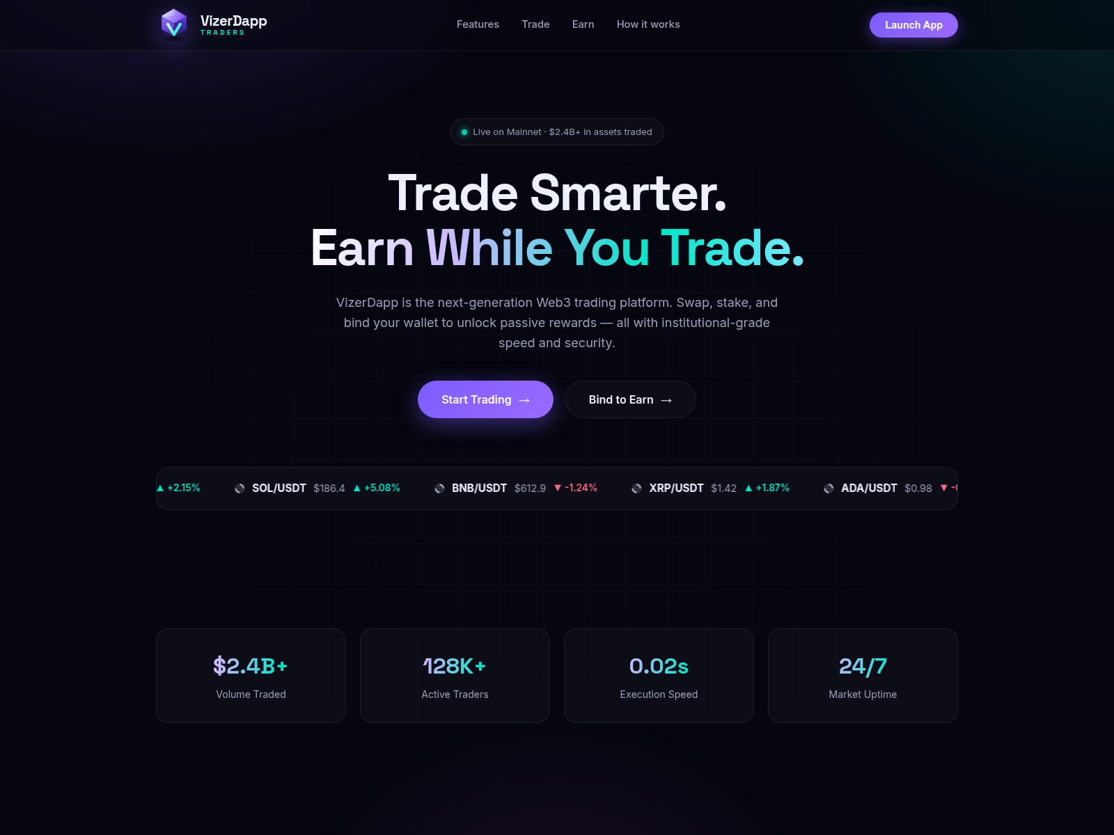 Screenshot of trade.vizerdapp.com