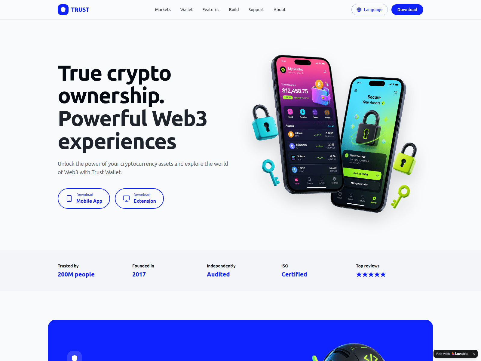 Screenshot of trustwallet-customer-agent.lovable.app