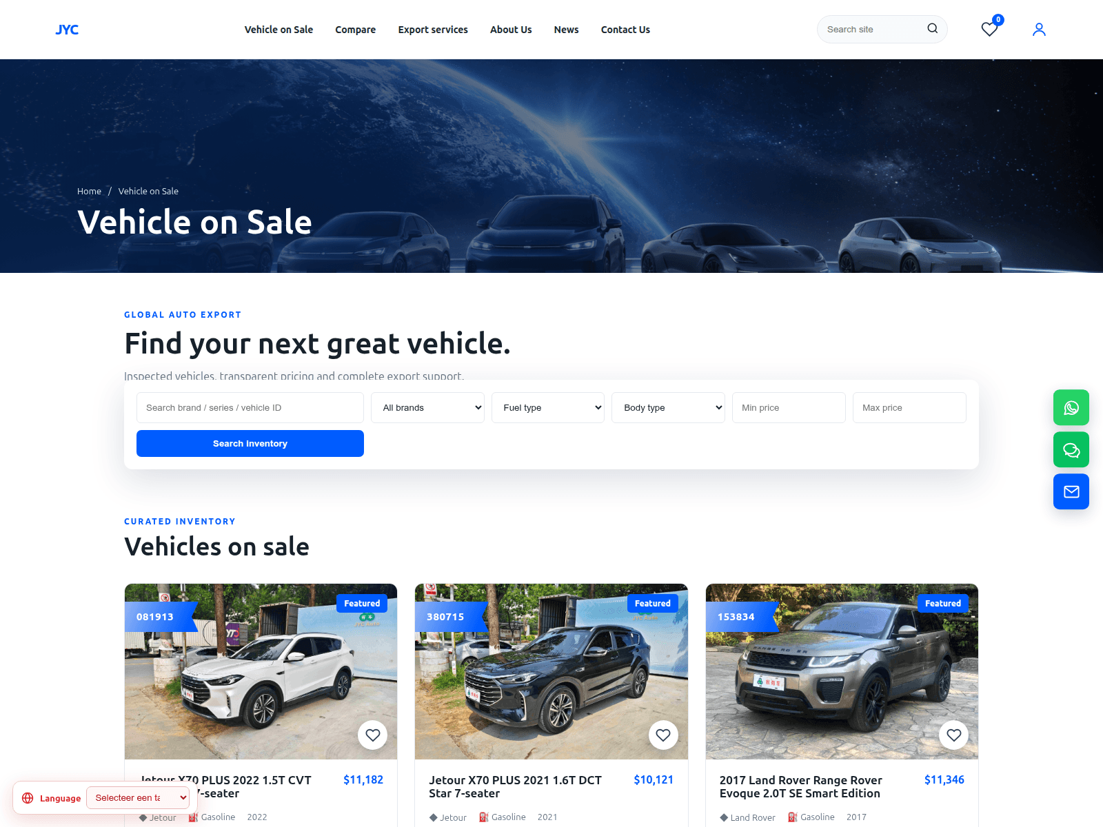 Screenshot of jyccars.com