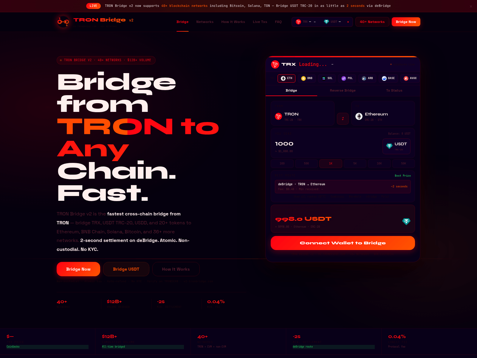 Screenshot of v2-tronbridge.com