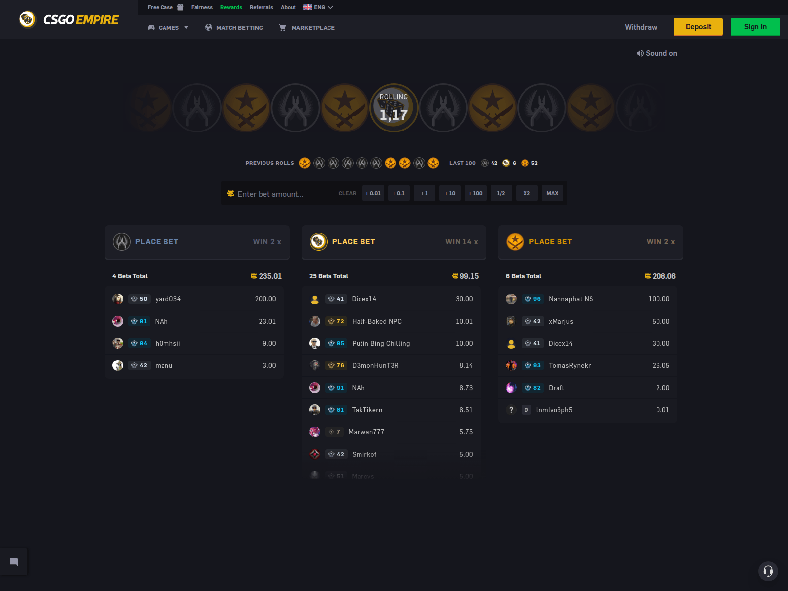 Screenshot of csgooempire.com