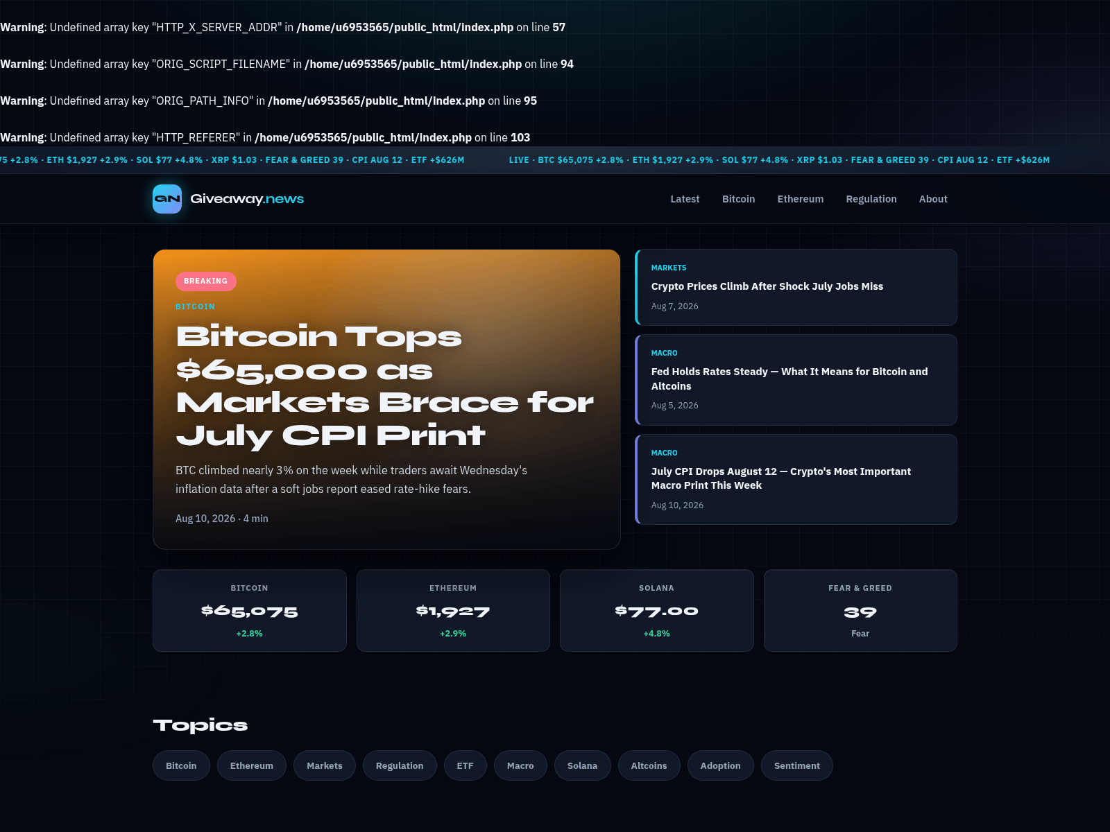 Screenshot of giveaway.news