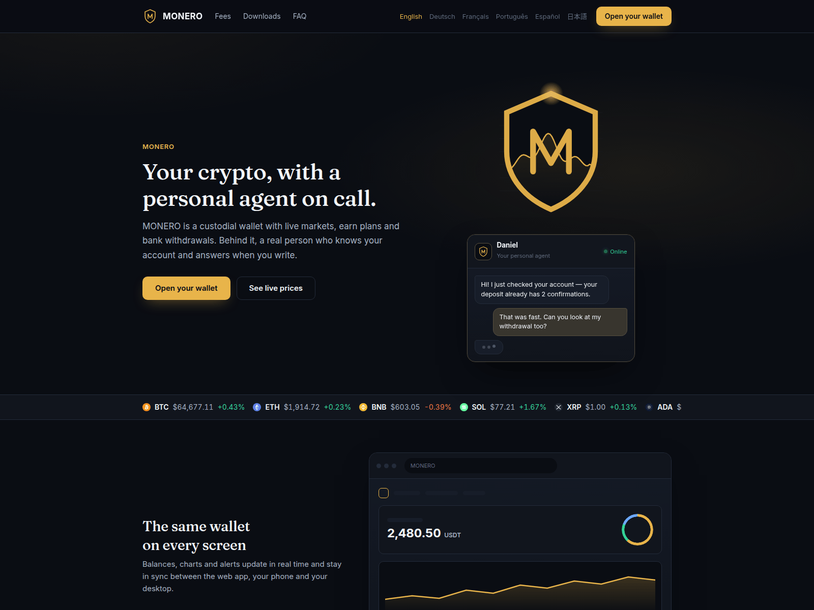 Screenshot of monerocore.com
