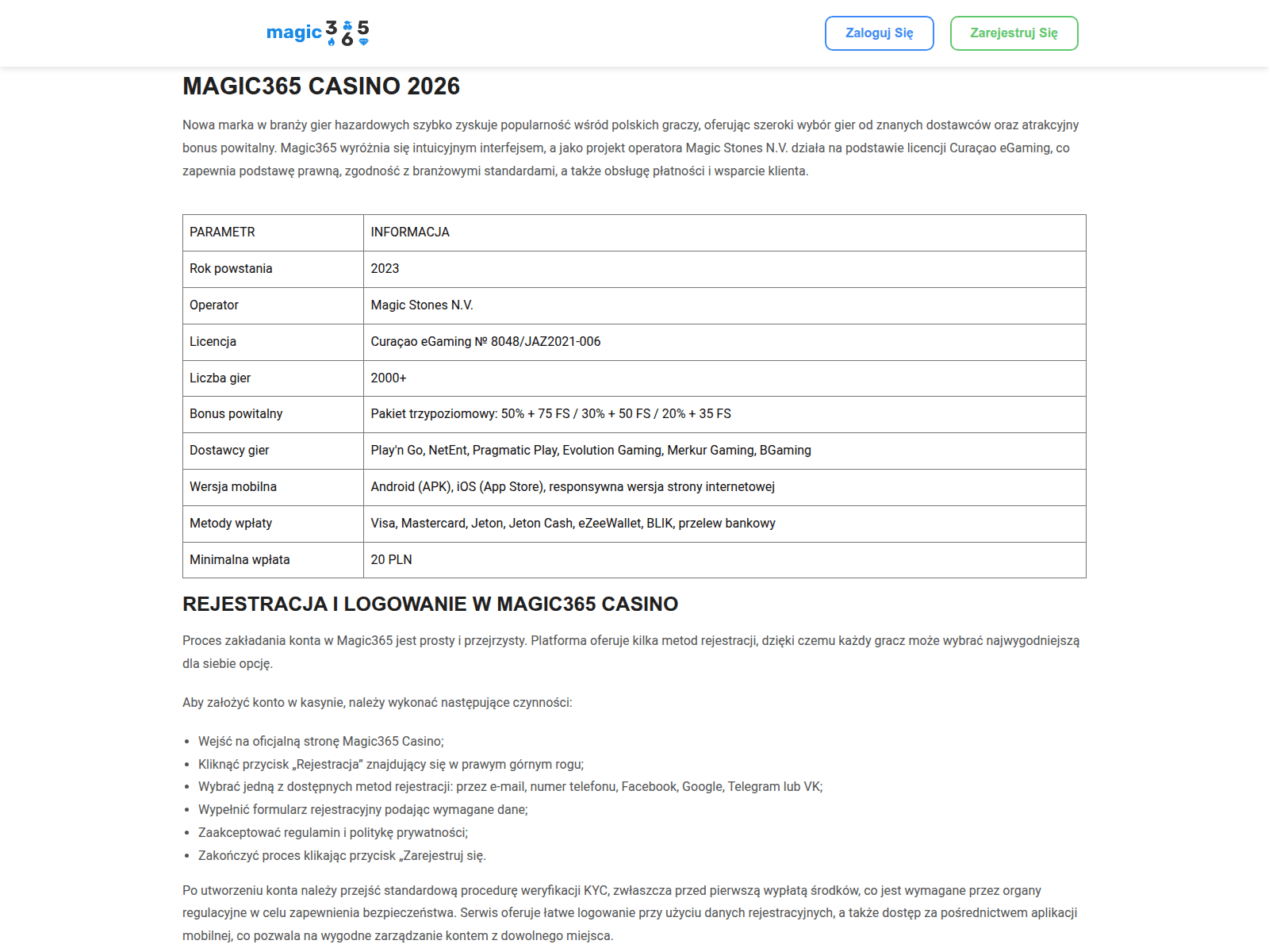 Screenshot of magic365.club
