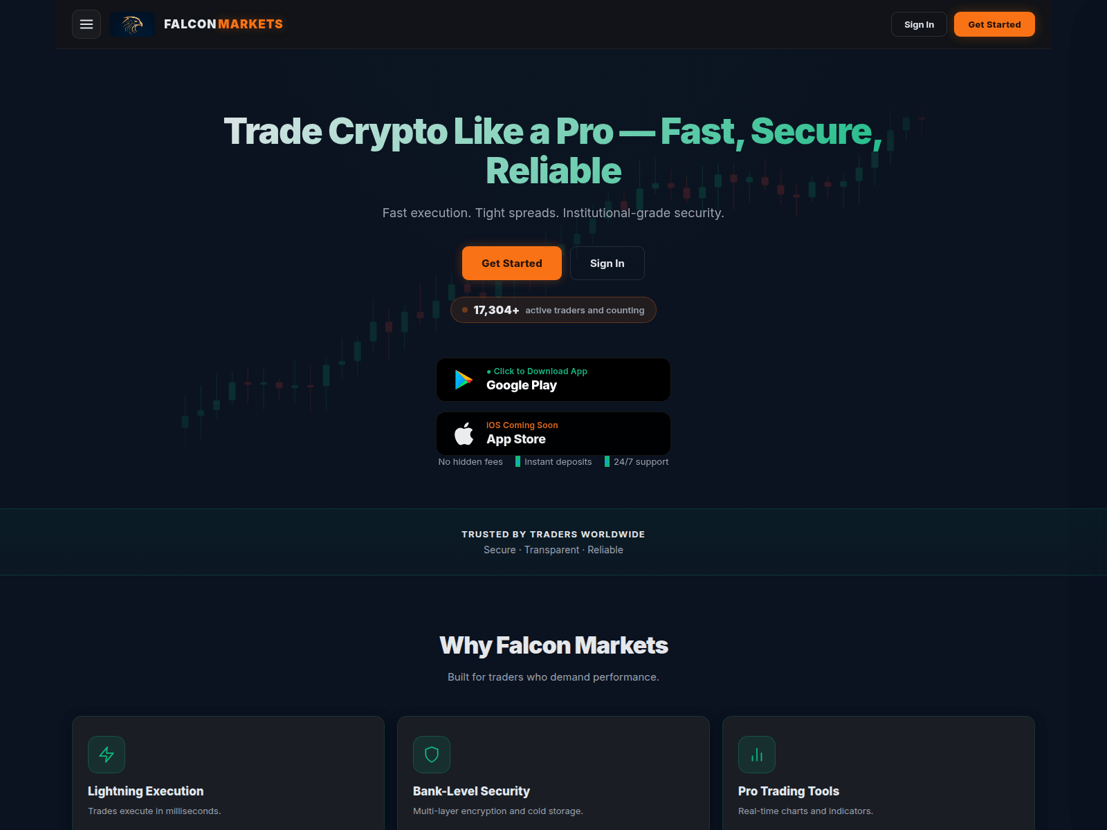 Знімок екрана falcongatemarkets.com