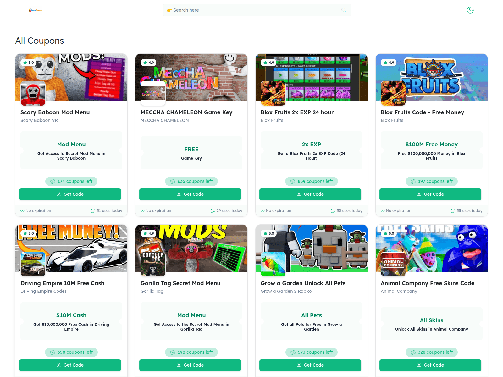 Screenshot von handycoupons.org