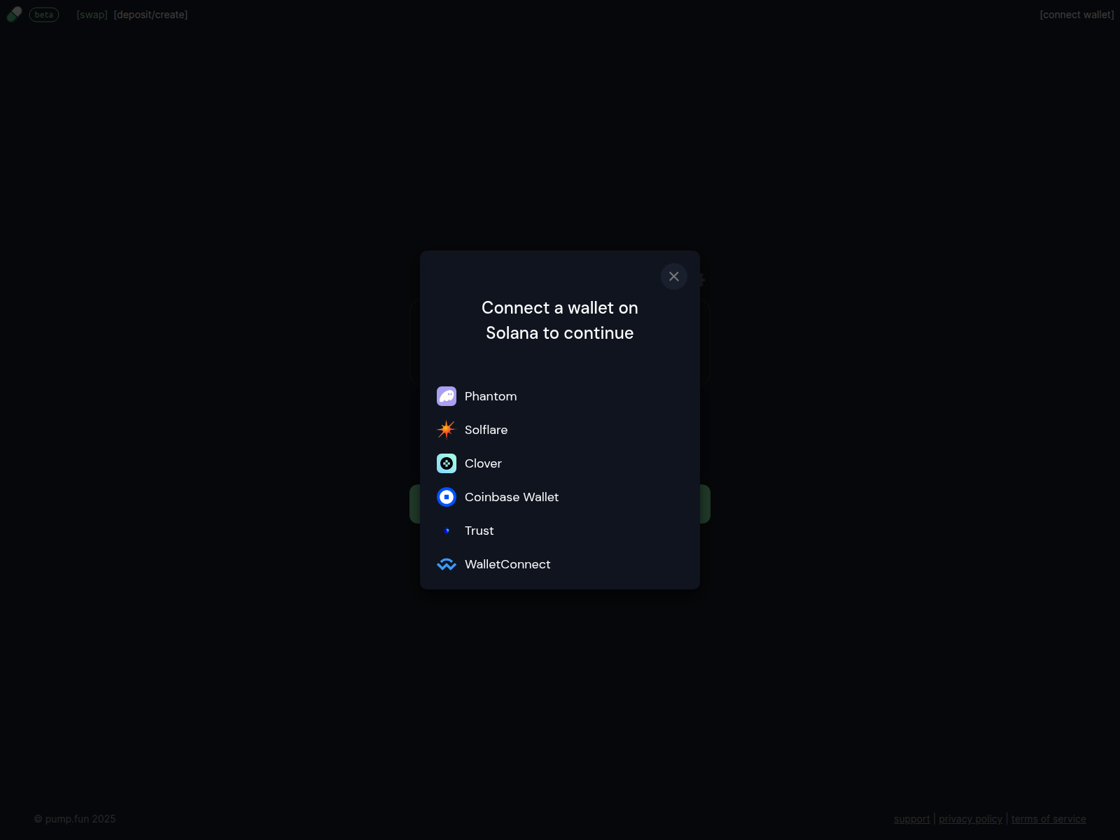 Screenshot of pump-swap.pages.dev