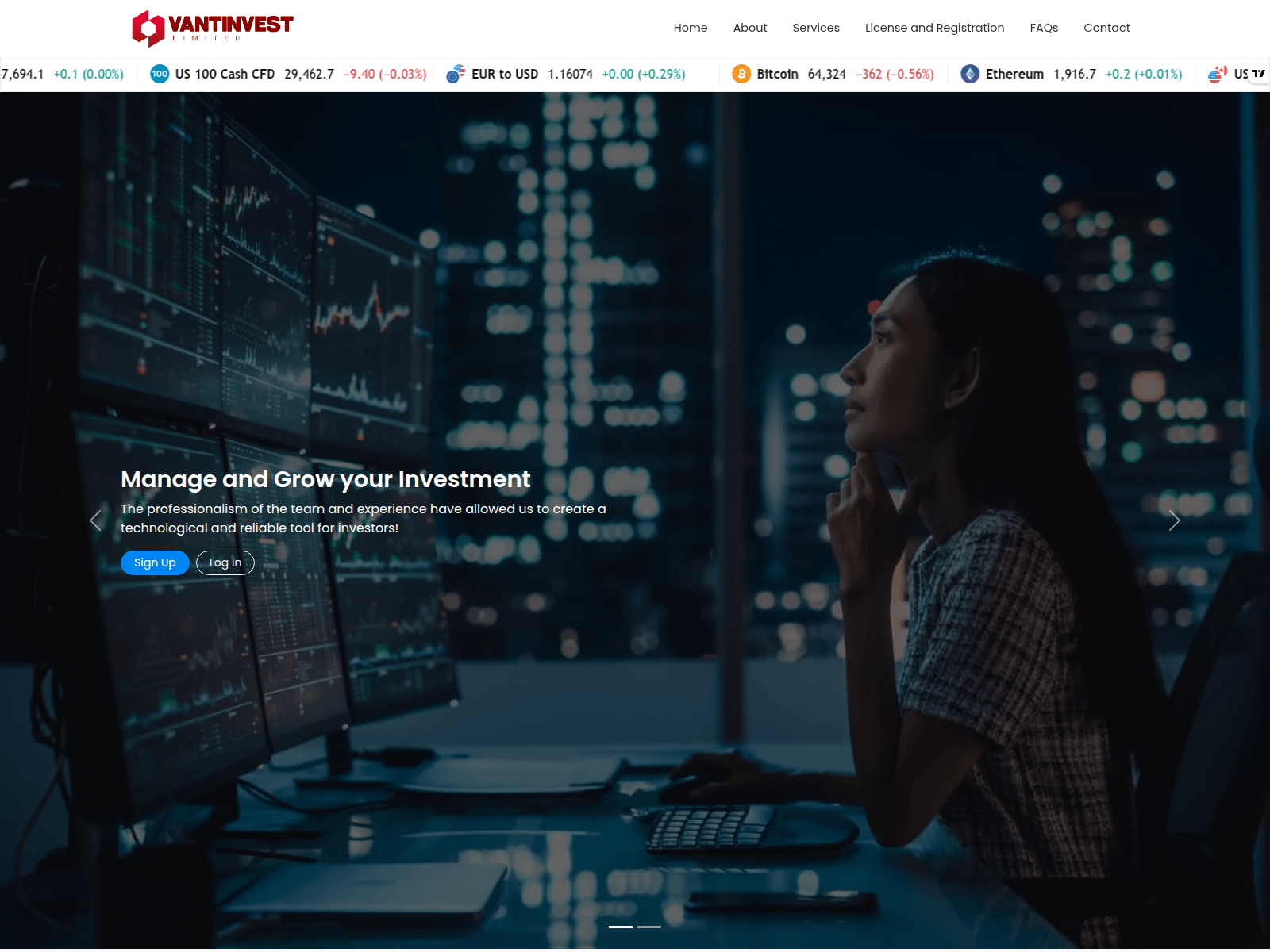 Screenshot of vantinvest.com