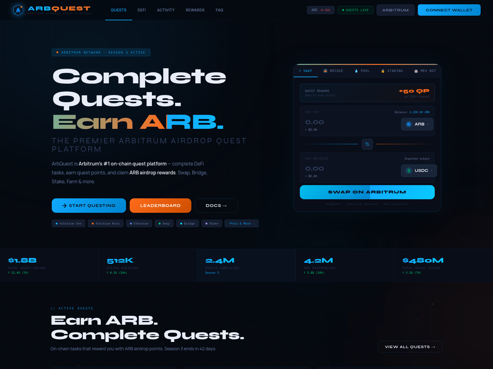 Screenshot von arbitrumquest.vercel.app