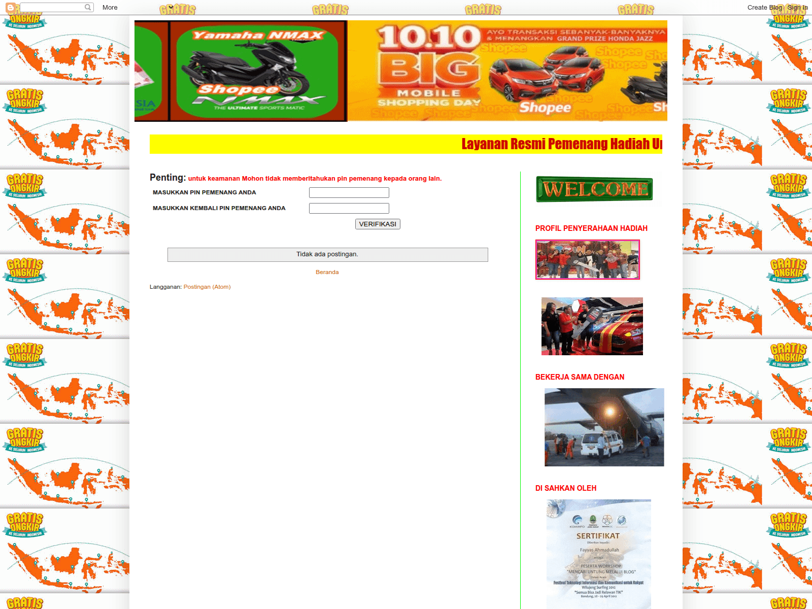 Screenshot of undianshopee668.blogspot.com