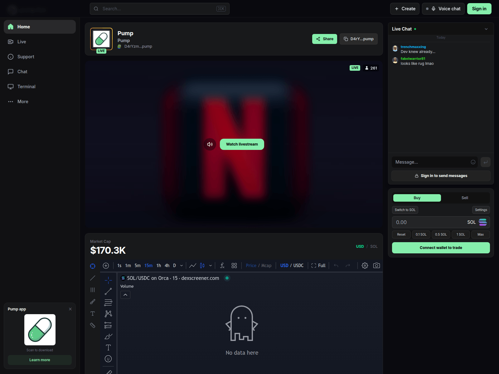 Screenshot of pumpfunsol.live