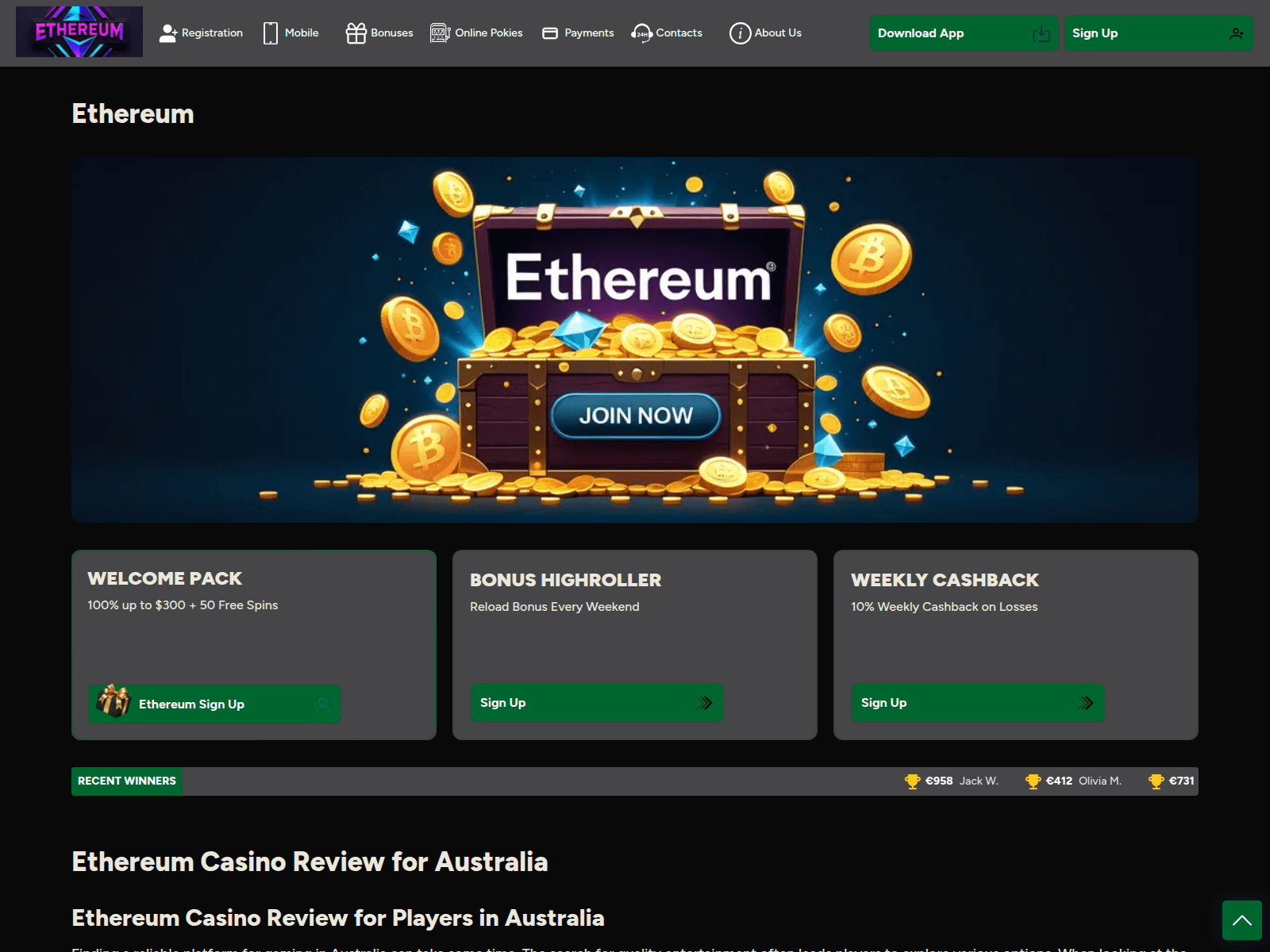 Screenshot of ethereumcasino-bet.com