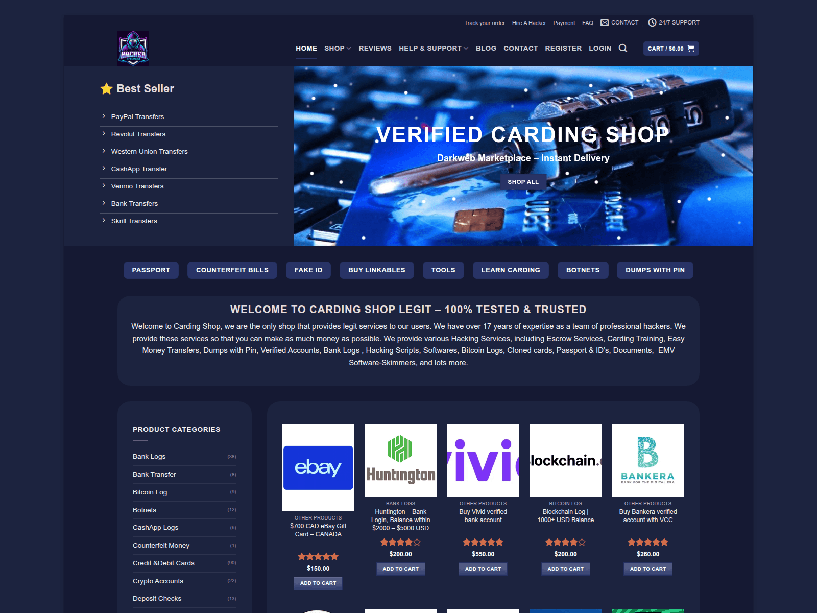 Screenshot of cardingshop.shop