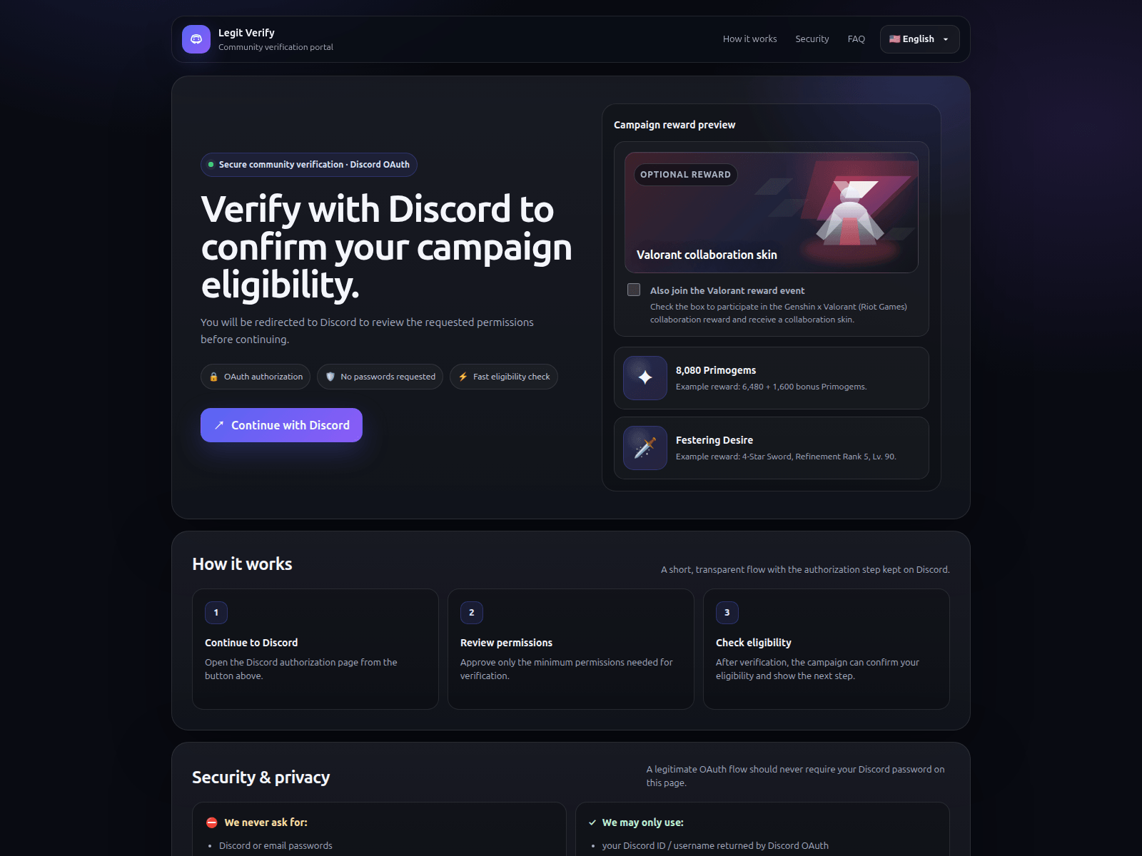 Screenshot of discord-reward.cc