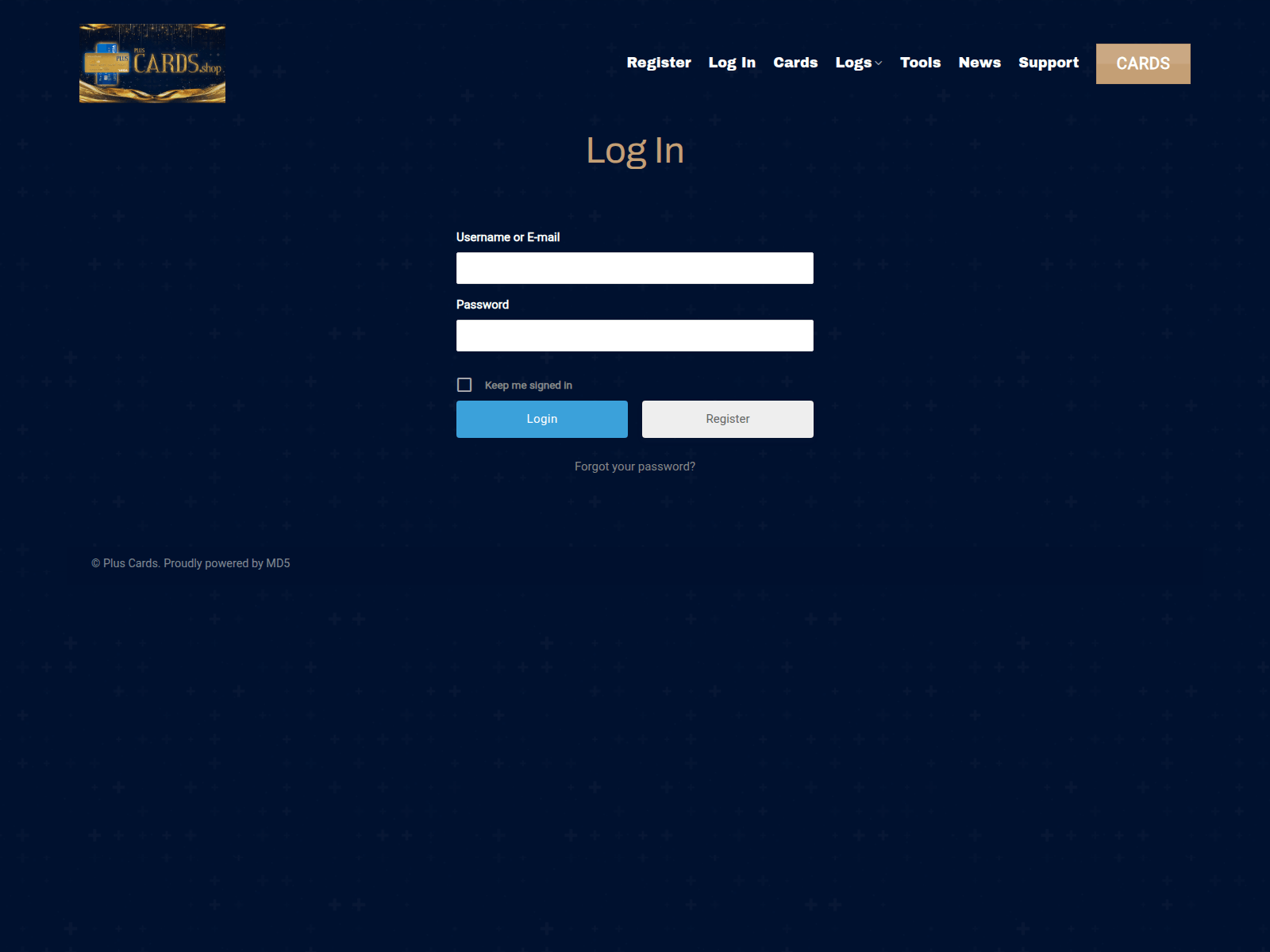 Screenshot of pluscards.shop