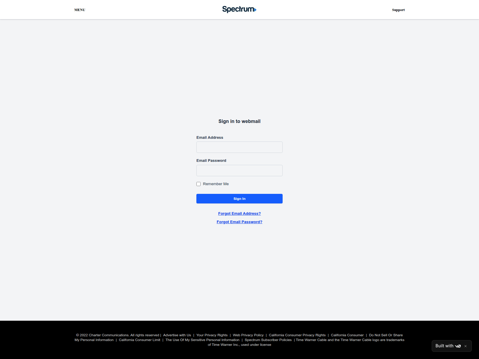 Screenshot von v0-spectrum-webmail-landing-page.vercel.app