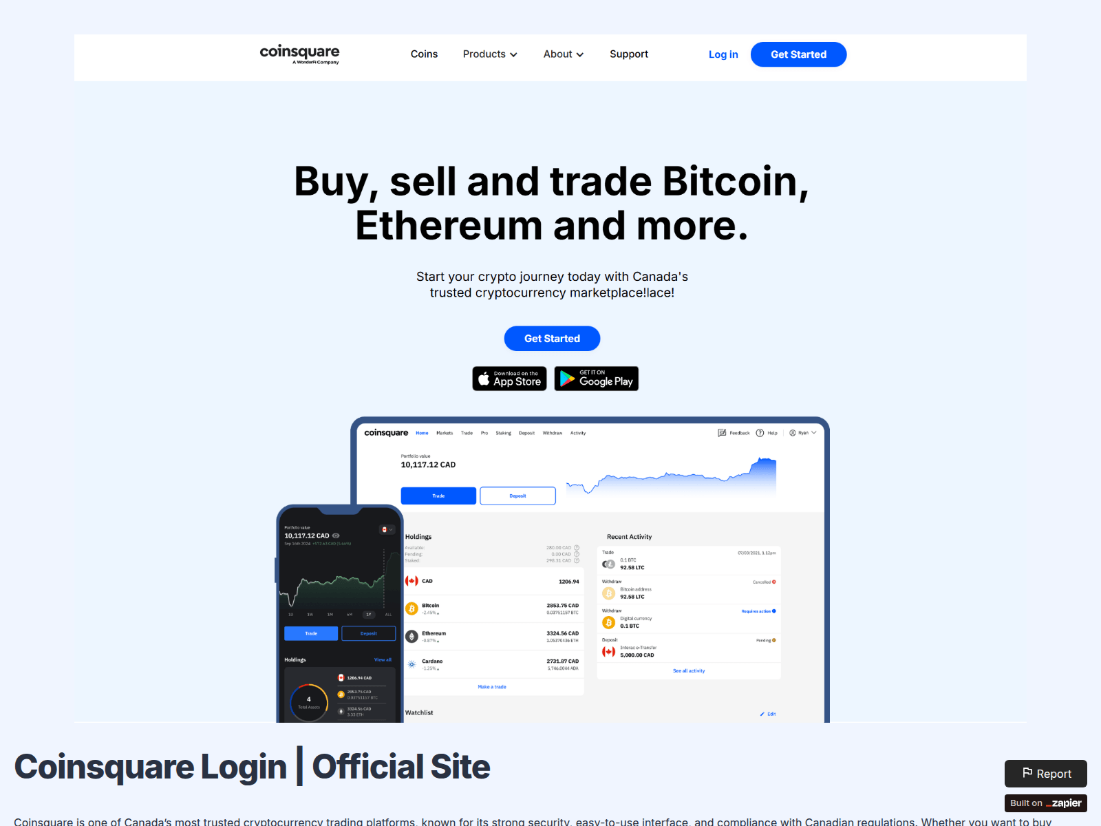 Screenshot of startcoinsquare.zapier.app