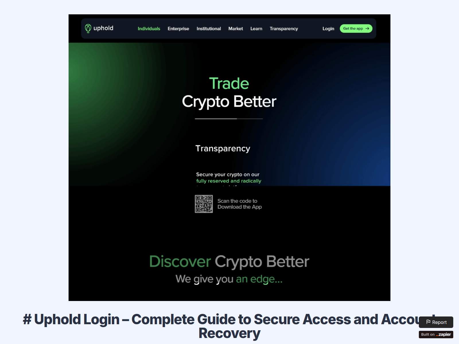 Screenshot of exploreuphold.zapier.app